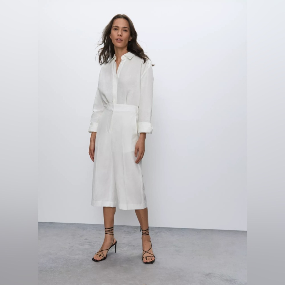 aritzia babaton tahoma culottes pant / size 8 / white linen